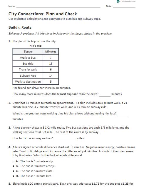 City Connections: Plan and Check worksheet preview