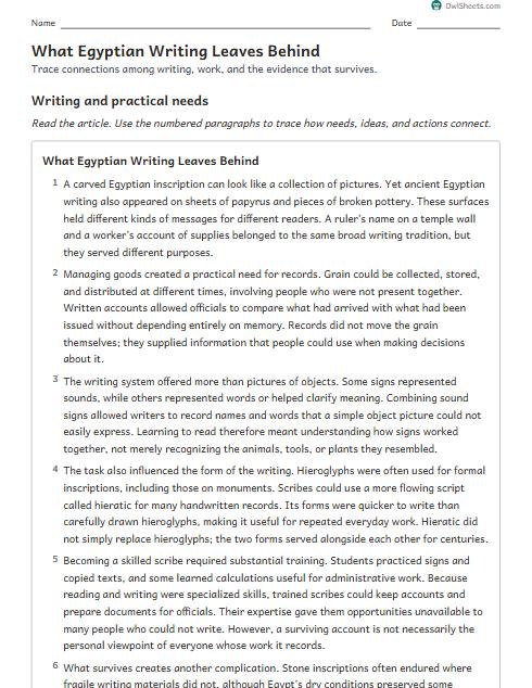 What Egyptian Writing Leaves Behind worksheet preview