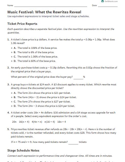 Music Festival: What the Rewrites Reveal worksheet preview
