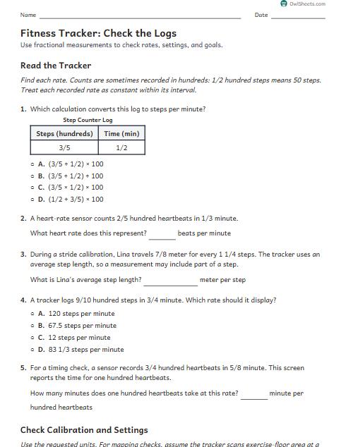Fitness Tracker: Check the Logs worksheet preview