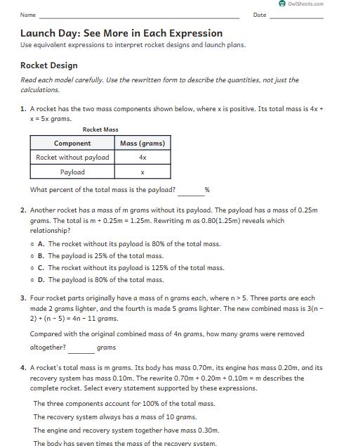 Launch Day: See More in Each Expression worksheet preview