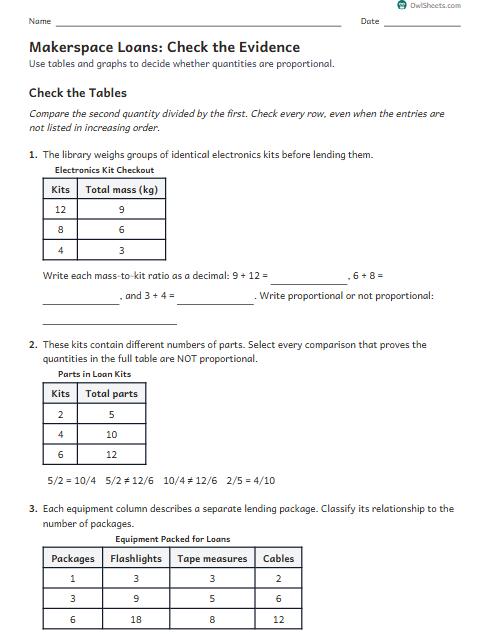 Makerspace Loans: Check the Evidence worksheet preview