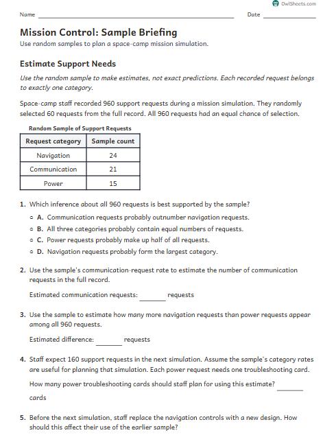 Mission Control: Sample Briefing worksheet preview