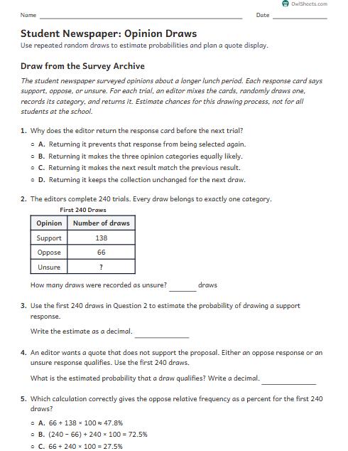 Student Newspaper: Opinion Draws worksheet preview