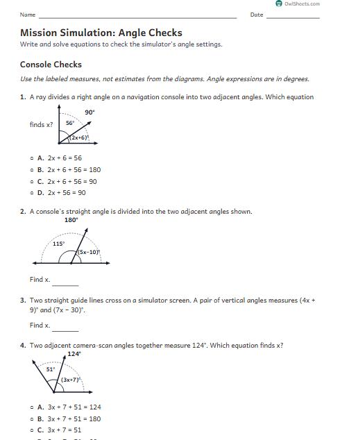 Mission Simulation: Angle Checks worksheet preview