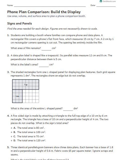 Phone Plan Comparison: Build the Display worksheet preview