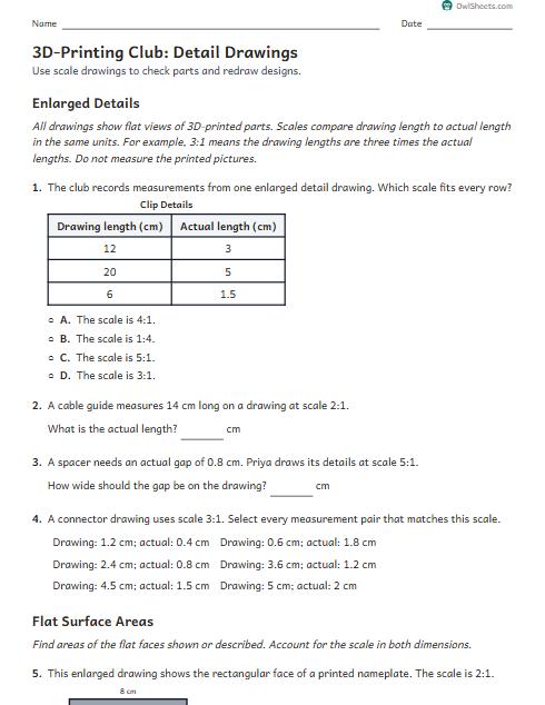 3D-Printing Club: Detail Drawings worksheet preview