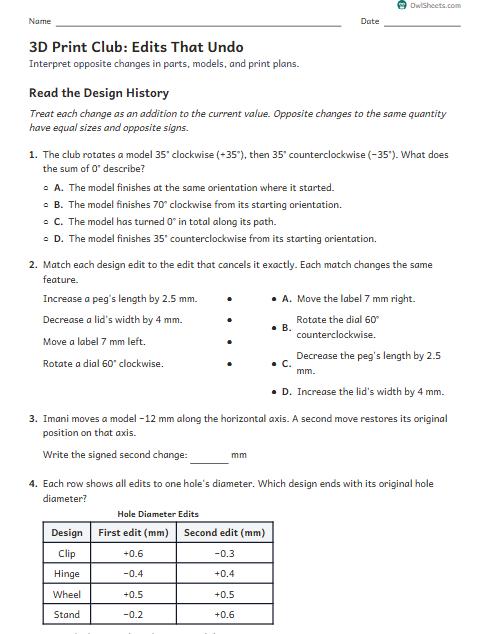 3D Print Club: Edits That Undo worksheet preview