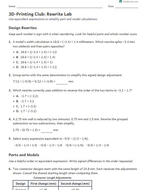 3D-Printing Club: Rewrite Lab worksheet preview