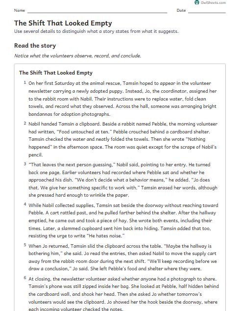The Shift That Looked Empty worksheet preview