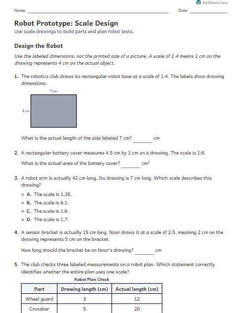 Robot Prototype: Scale Design worksheet preview