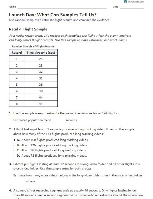 Launch Day: What Can Samples Tell Us? worksheet preview