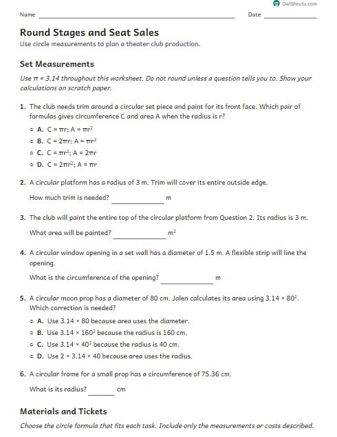 Round Stages and Seat Sales worksheet preview