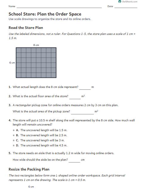 School Store: Plan the Order Space worksheet preview