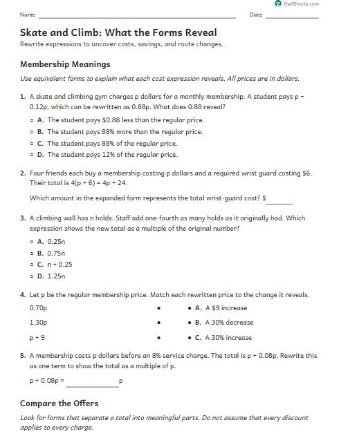 Skate and Climb: What the Forms Reveal worksheet preview