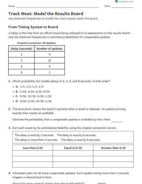 Track Meet: Model the Results Board worksheet preview