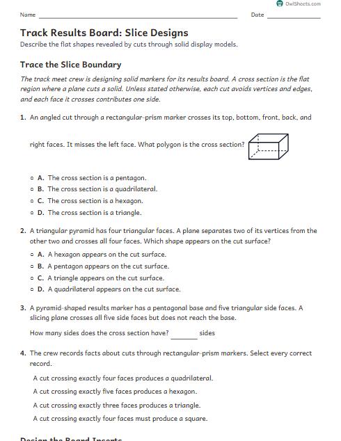 Track Results Board: Slice Designs worksheet preview