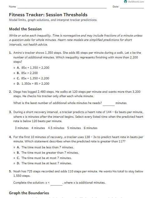 Fitness Tracker: Session Thresholds worksheet preview