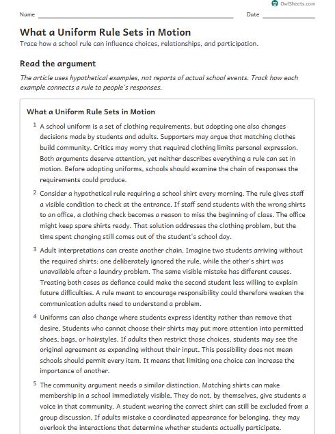 What a Uniform Rule Sets in Motion worksheet preview