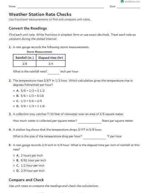 Weather Station Rate Checks worksheet preview