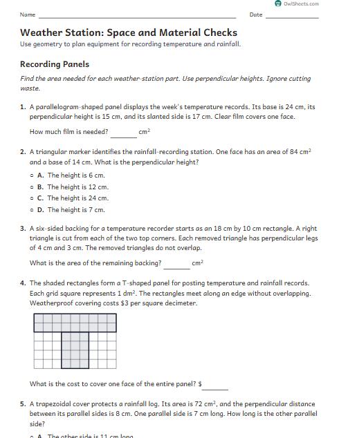 Weather Station: Space and Material Checks worksheet preview