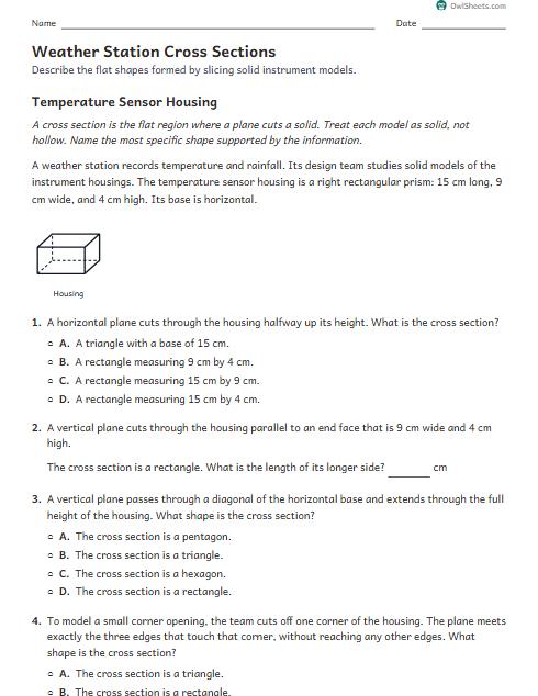 Weather Station Cross Sections worksheet preview