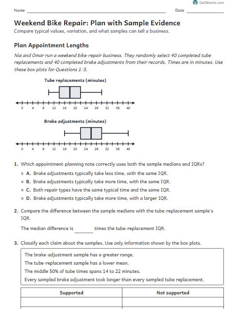 Weekend Bike Repair: Plan with Sample Evidence worksheet preview