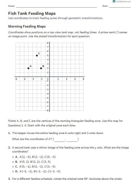 Fish Tank Feeding Maps worksheet preview