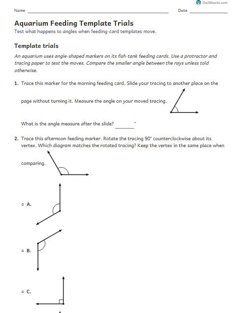 Aquarium Feeding Template Trials worksheet preview