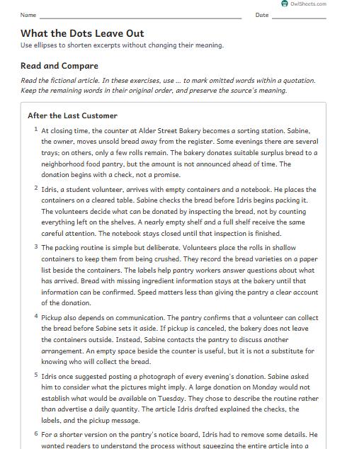 What the Dots Leave Out worksheet preview
