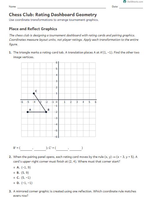 Chess Club: Rating Dashboard Geometry worksheet preview