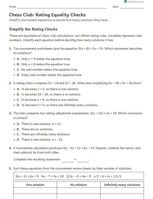 Chess Club: Rating Equality Checks worksheet preview