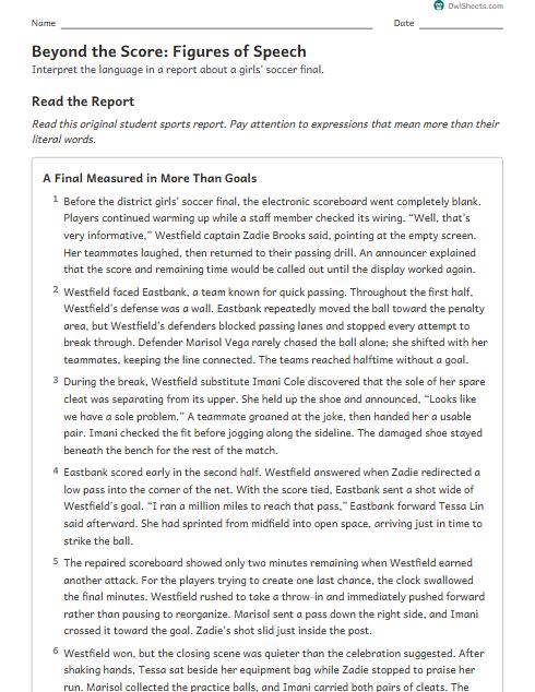 Beyond the Score: Figures of Speech worksheet preview