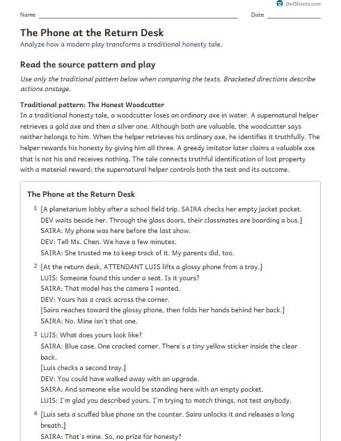 The Phone at the Return Desk worksheet preview