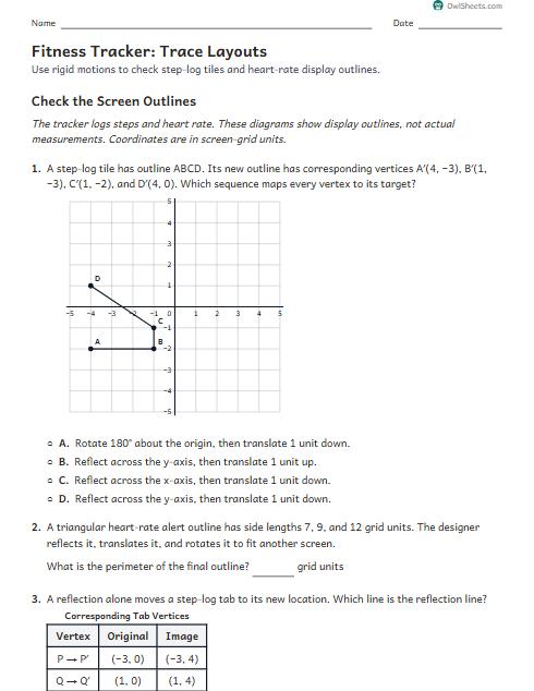 Fitness Tracker: Trace Layouts worksheet preview
