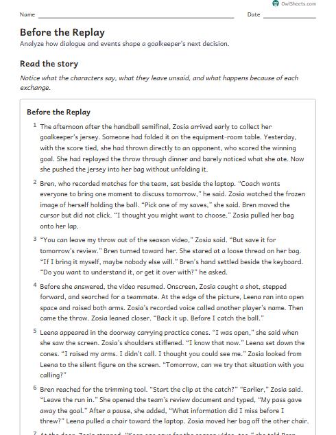 Before the Replay worksheet preview