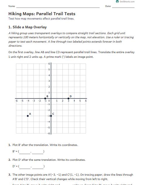Hiking Maps: Parallel Trail Tests worksheet preview