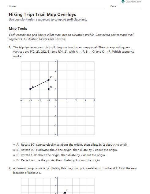 Hiking Trip: Trail Map Overlays worksheet preview