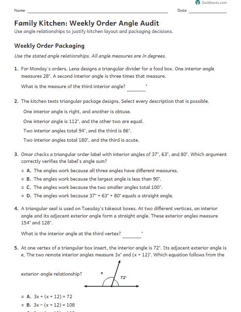 Family Kitchen: Weekly Order Angle Audit worksheet preview