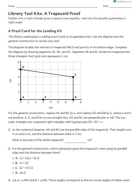 Library Tool Kits: A Trapezoid Proof worksheet preview