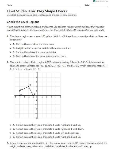 Level Studio: Fair-Play Shape Checks worksheet preview