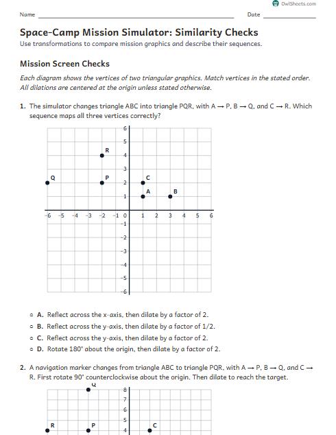 Space-Camp Mission Simulator: Similarity Checks worksheet preview