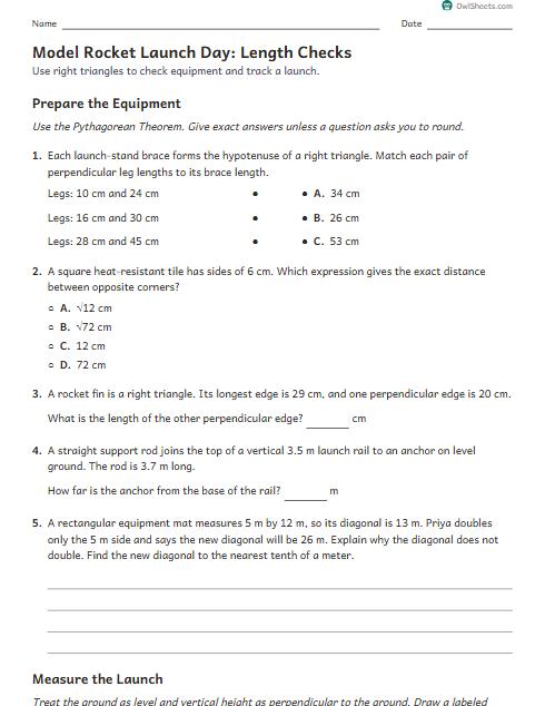 Model Rocket Launch Day: Length Checks worksheet preview