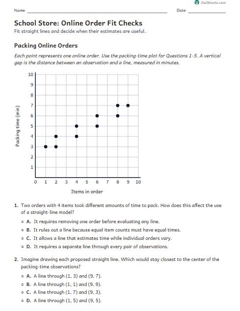School Store: Online Order Fit Checks worksheet preview