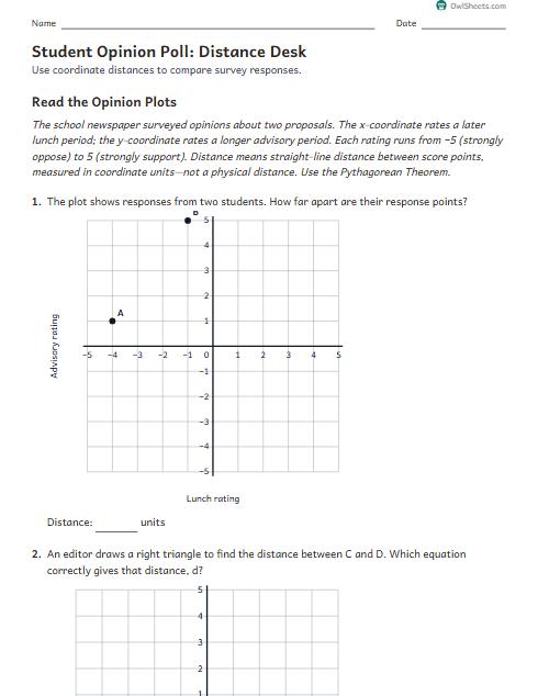 Student Opinion Poll: Distance Desk worksheet preview