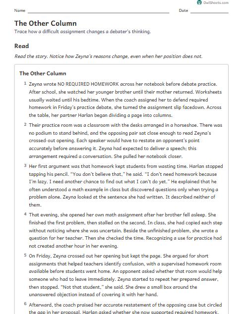 The Other Column worksheet preview