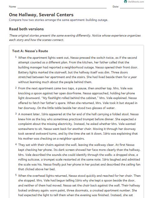 One Hallway, Several Centers worksheet preview