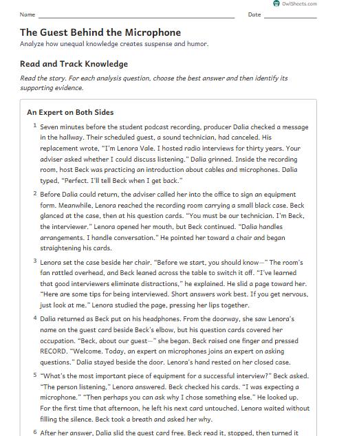 The Guest Behind the Microphone worksheet preview