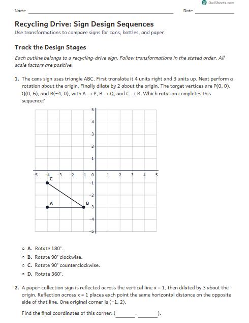 Recycling Drive: Sign Design Sequences worksheet preview