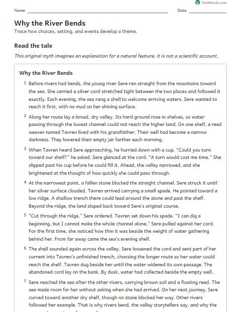 Why the River Bends worksheet preview